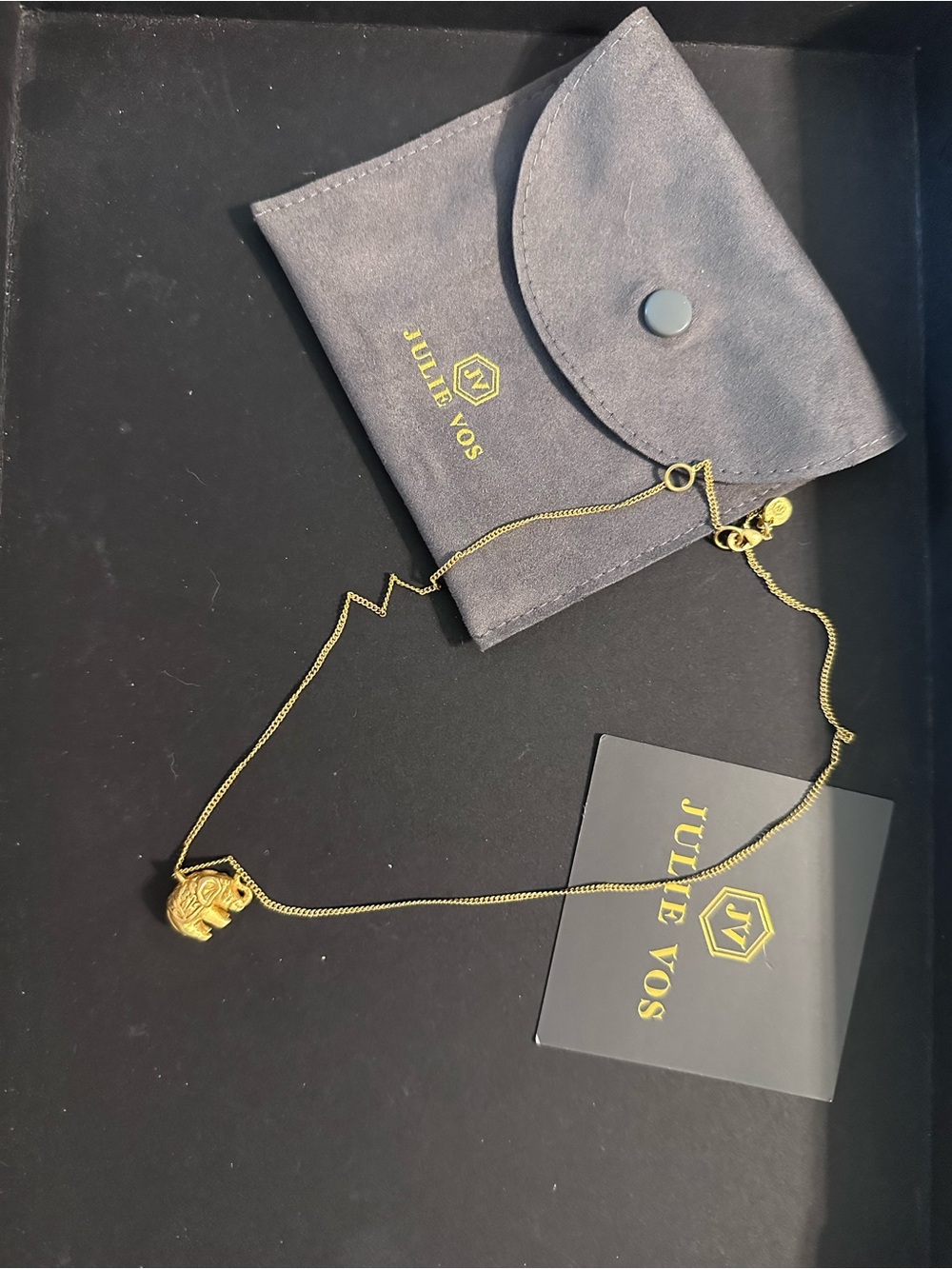 Julie Vos Gold Elephant Pendant Necklace